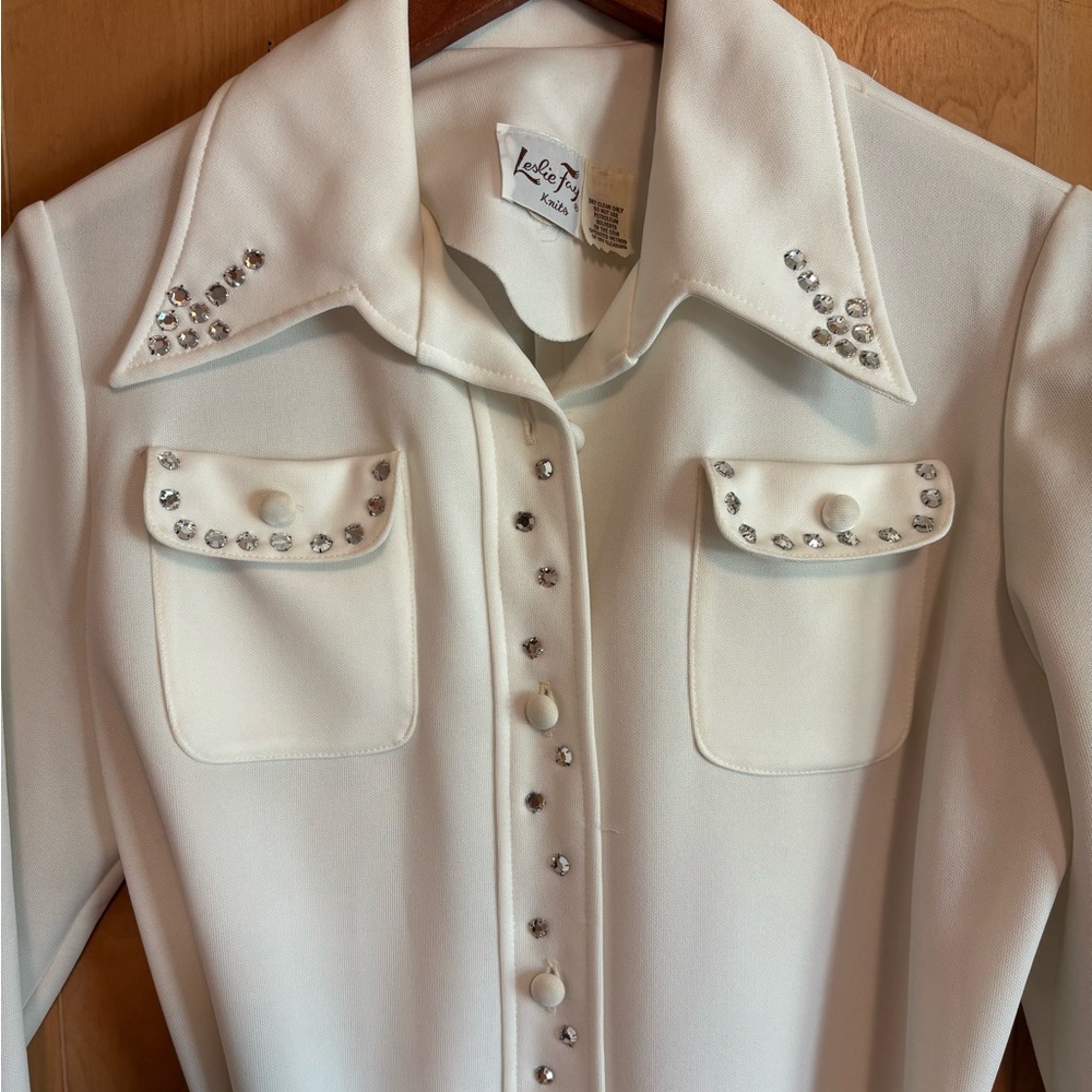White Embellished Button-Up Dress